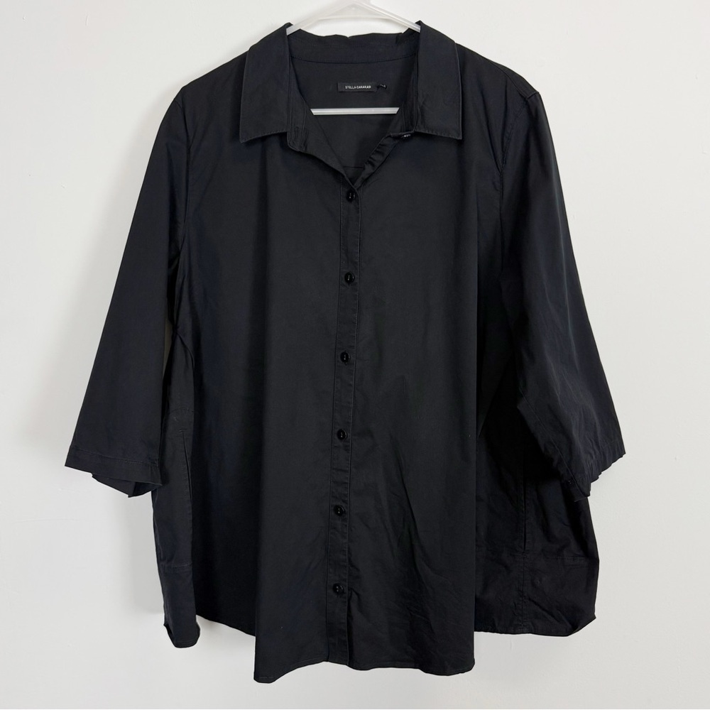 Stella Carakasi Prime Time Tunic Womens Medium Black Button Up Natural Lux